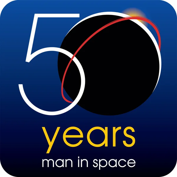 50 anos Homem no espaço Emblema — Vetor de Stock