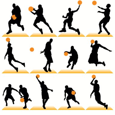 Basketball Players Silhouettes Set clipart