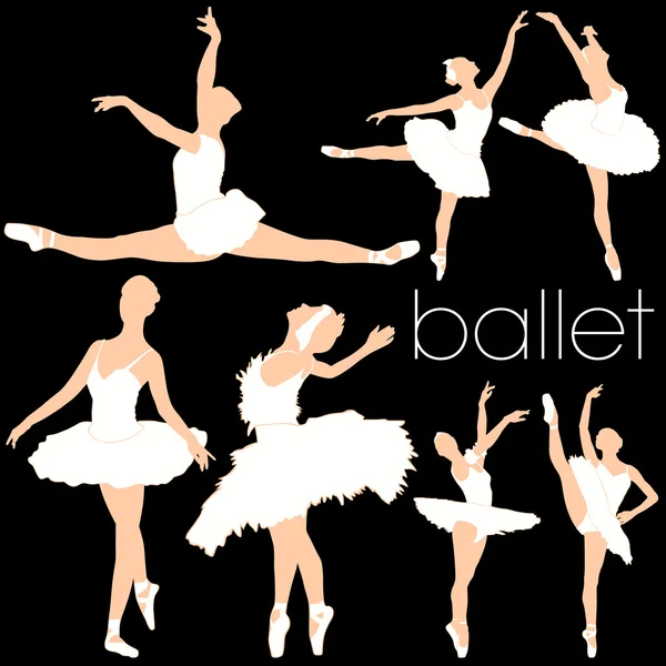 Ballet Dancers Silhouettes Set — Stock Vector
