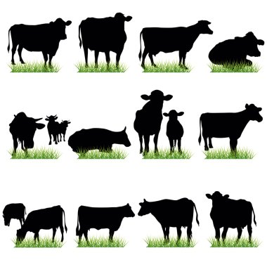 Cows Silhouettes Set clipart