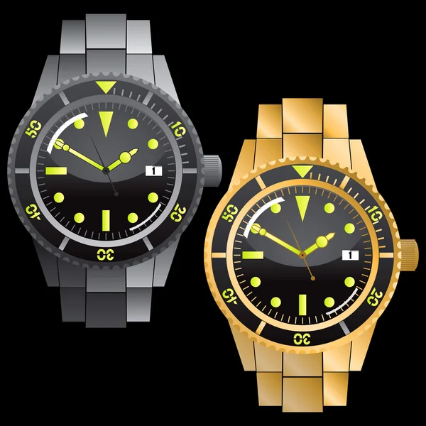 Conjunto de 2 relógios cronógrafo — Vetor de Stock