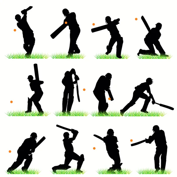 Hráči kriketu nastaveni — Stockový vektor