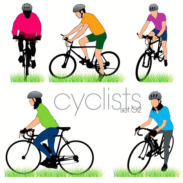 Σύνολο σιλουέτες ποδηλάτες — Διανυσματικό Αρχείο