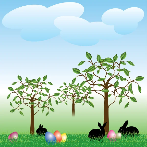 Tarjeta de felicitación de Pascua para niños — Vector de stock