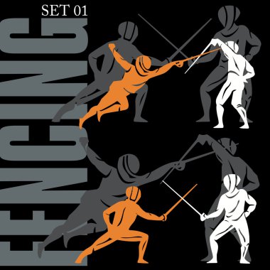 Fencing Silhouettes Set clipart