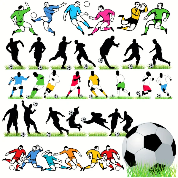 Ensemble de 34 Silhouettes Football — Image vectorielle