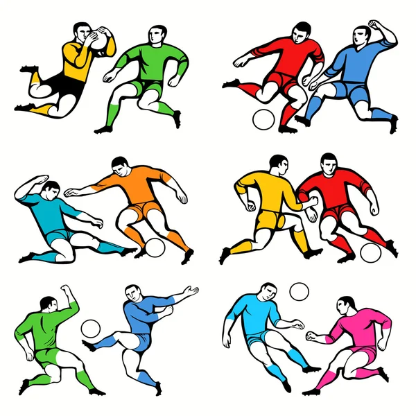 12 Football Players Silhouettes Set — Stock Vector
