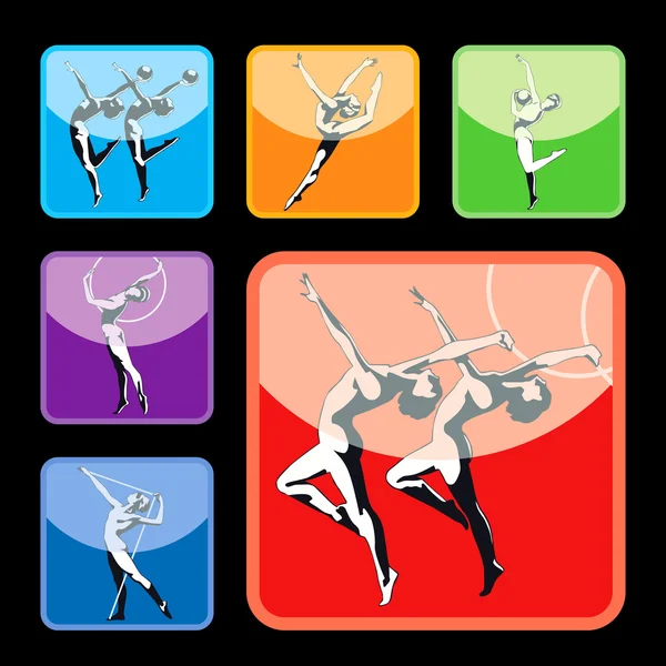 Ensemble silhouettes de gymnastique — Image vectorielle