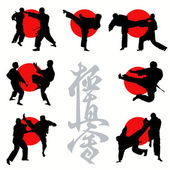 Kyokushin karate silhouettes set