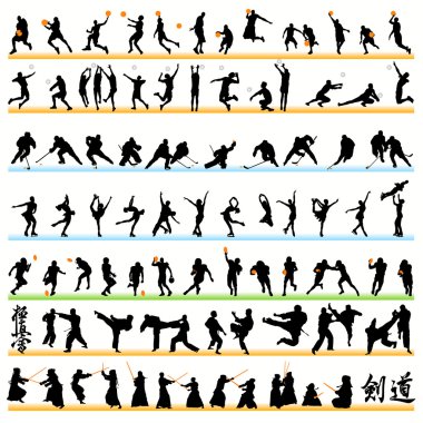 90 Sport Silhouettes Set clipart