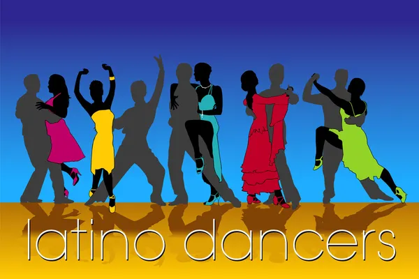 Zestaw sylwetek latynoskich tancerzy — Wektor stockowy