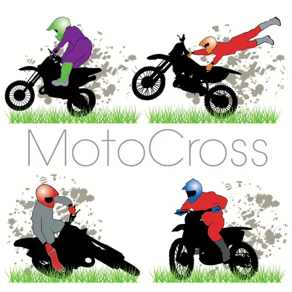 Motorcross silhouetten set — Stockvector