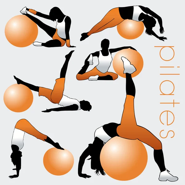 Pilates Set sagome — Vettoriale Stock