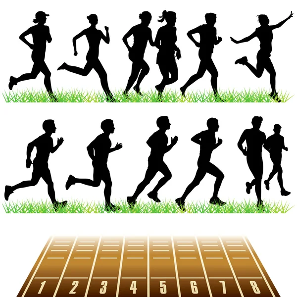 Runners Silhouettes Set — Stock Vector
