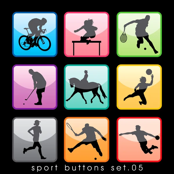 9 Σετ κουμπιών αθλητισμού — Διανυσματικό Αρχείο