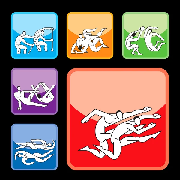 Ensemble de 6 boutons sport — Image vectorielle