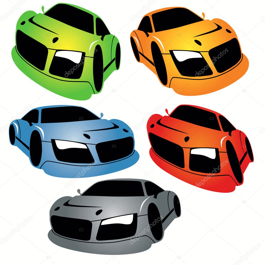 Cartoon Style Racing Cars Set