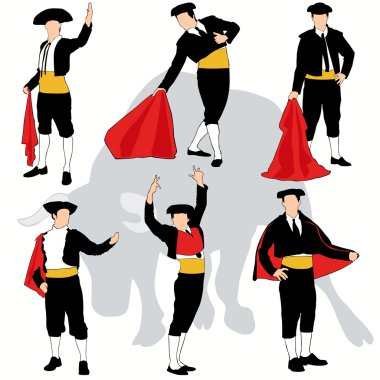 6 Toreadors silhouettes set clipart