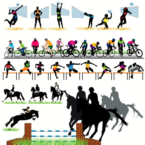 34 silhouettes sport ensemble — Image vectorielle