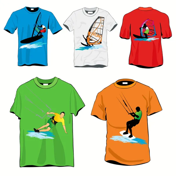 Surfistas camisetas conjunto — Vector de stock