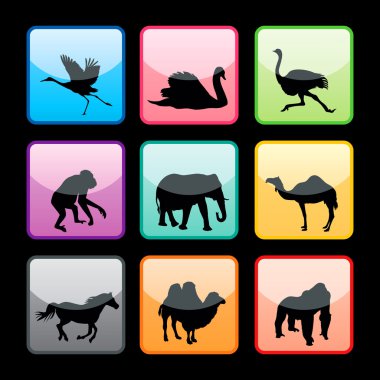 Wild Animals Silhouettes Set clipart