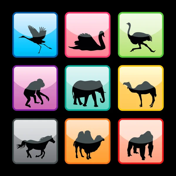 Vilda djur silhuetter set — Stock vektor