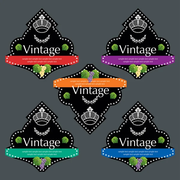 Ensemble d'étiquettes de vin vintage — Image vectorielle