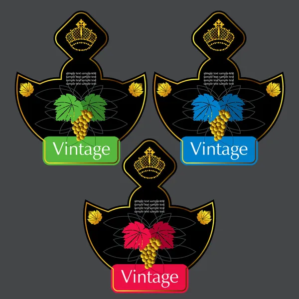 Set di etichette per vino vintage — Vettoriale Stock