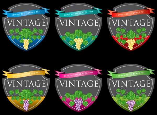 Ensemble d'étiquettes de vin vintage — Image vectorielle