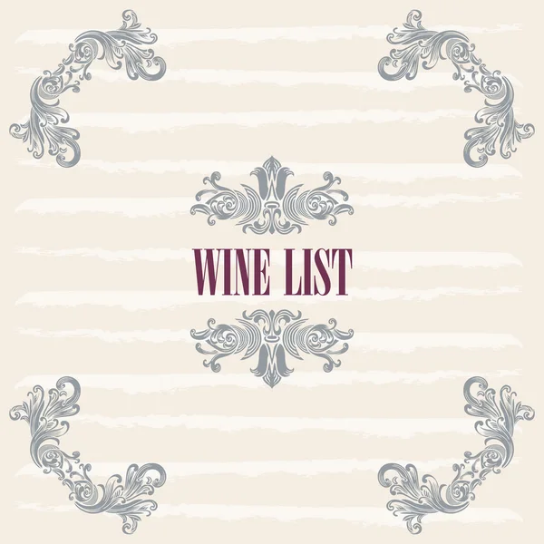 Vintage diseño de la cubierta de la lista de vinos — Vector de stock