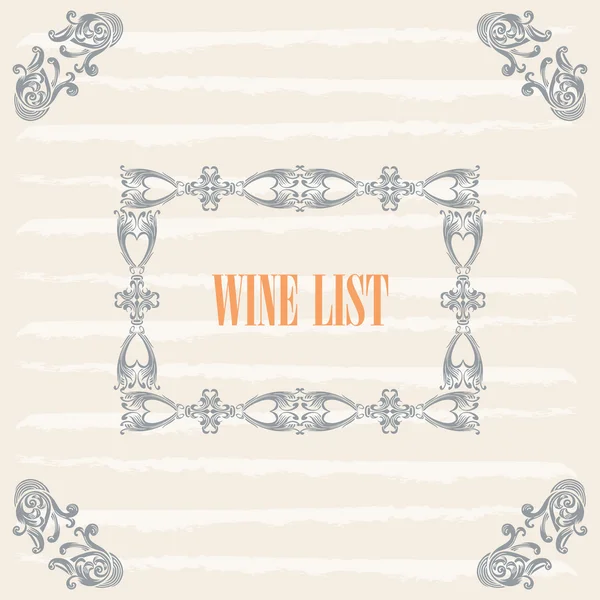Vintage Wine List Cover Design — Stock Vector