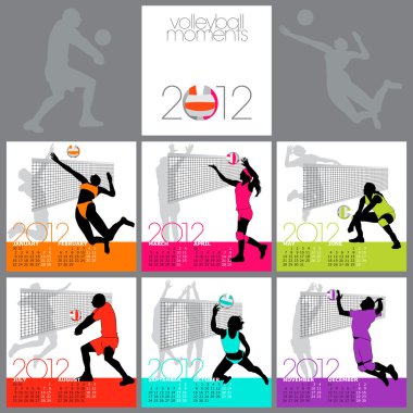 Volleyball Moments 2012 Calendar Template clipart