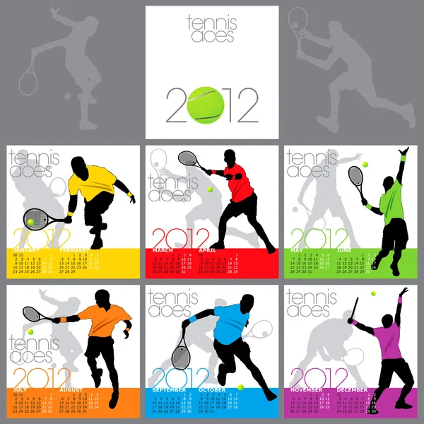 Tennis Aces 2012 Calendar Template — Stock Vector