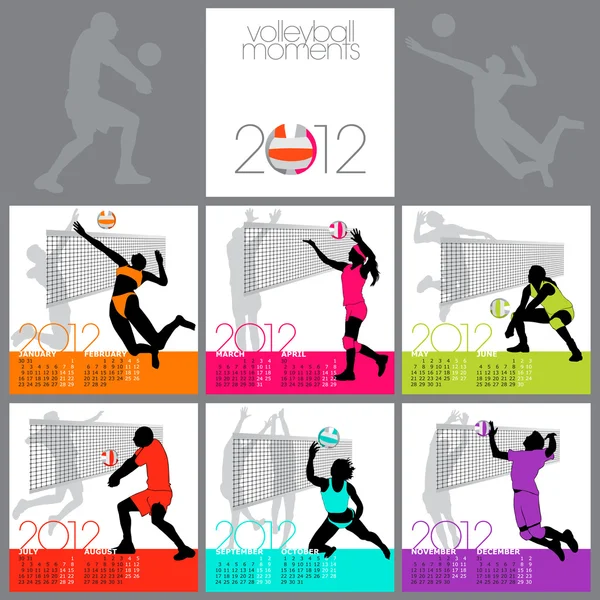 Volleyball Moments 2012 Calendar Template — Stock Vector