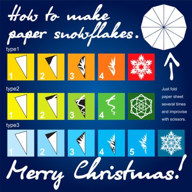 How to make paper snowflakes tutorial clipart