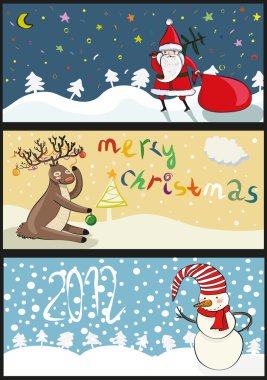 3 christmas banners in vector clipart