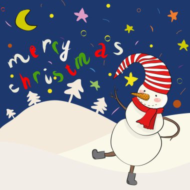 Cartoon snowman in vector clipart