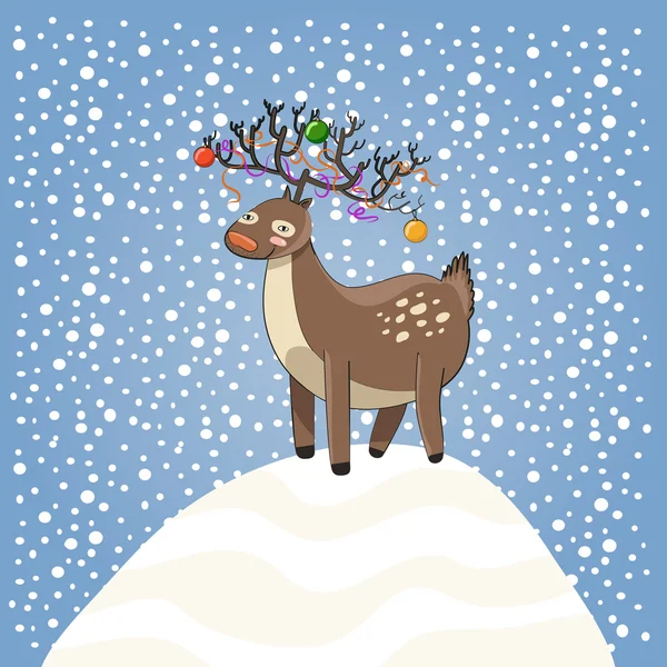 Cartoni animati Natale caro sulla neve — Vettoriale Stock