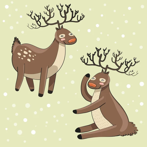 Funny cartoon deers — Stock Vector