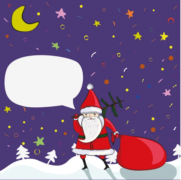 Noel Baba ile kabarcık karikatür — Stok Vektör