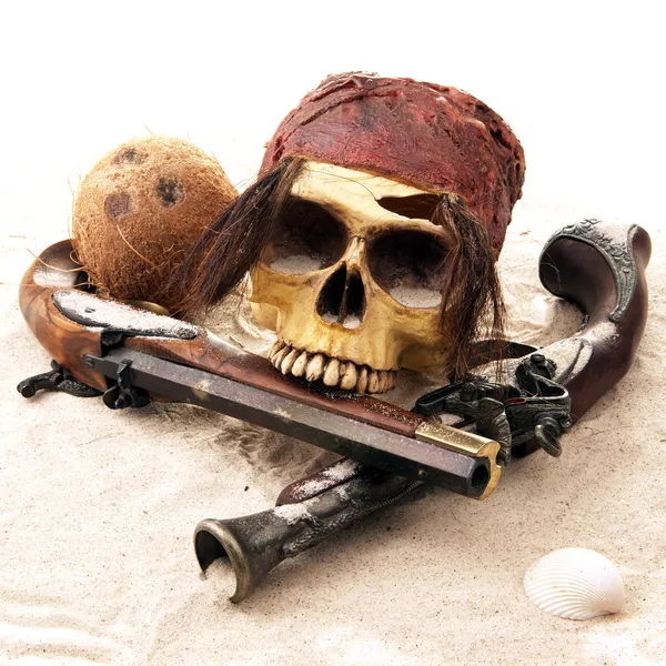 stock image Pirate skull beach