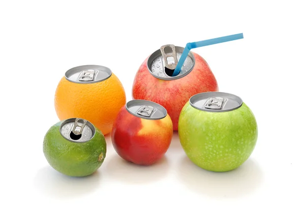 Fruit juice cans — Stock Photo, Image