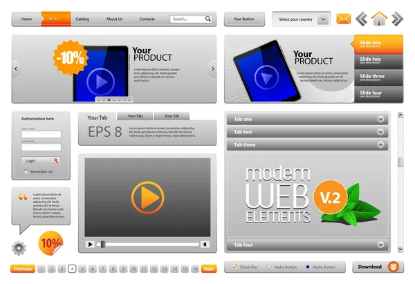 Gris moderno sitio web elementos de diseño V.2 — Vector de stock