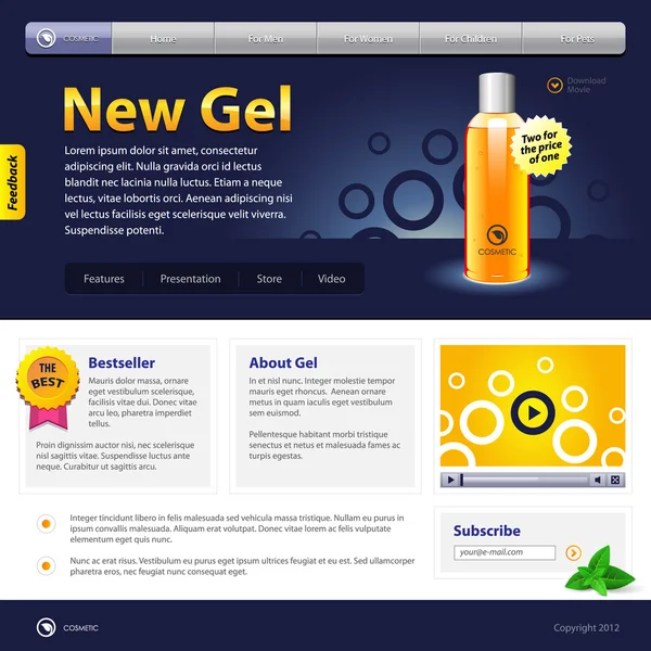 Nueva plantilla de diseño web de Gel — Archivo Imágenes Vectoriales