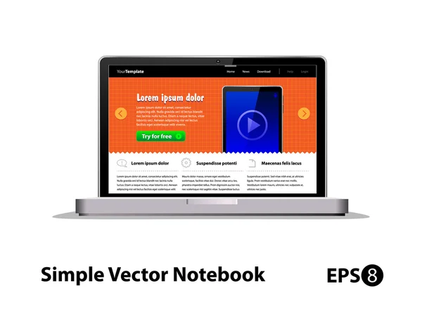 Simple Vector Notebook — Stock Vector