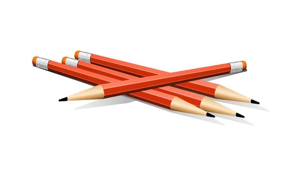 Vier rote Vektor-Bleistifte — Stockvektor