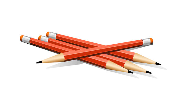 Четыре красных векторных карандаша
