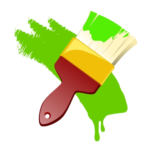 Rode verf penseel met groene verf vector — Stockvector