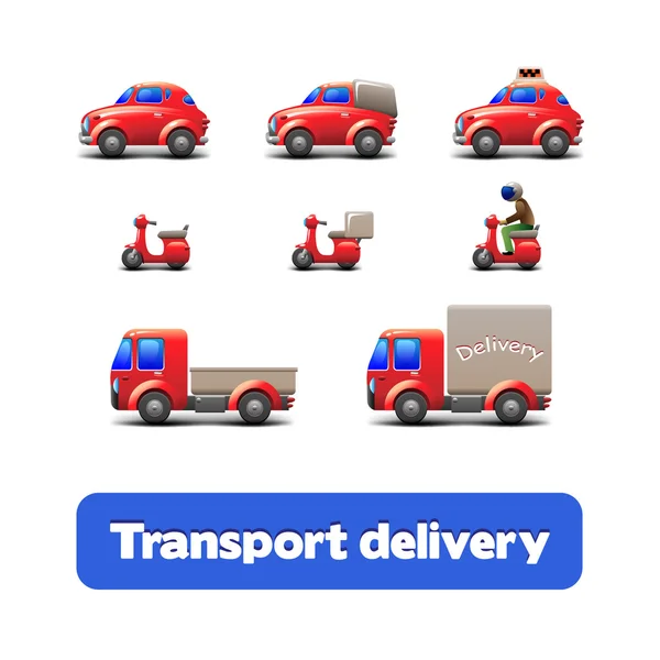 Juego de iconos web de entrega de transporte — Vector de stock