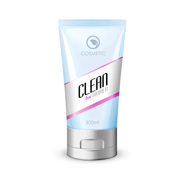 White Clean Tube Of Cream — Stock Vector